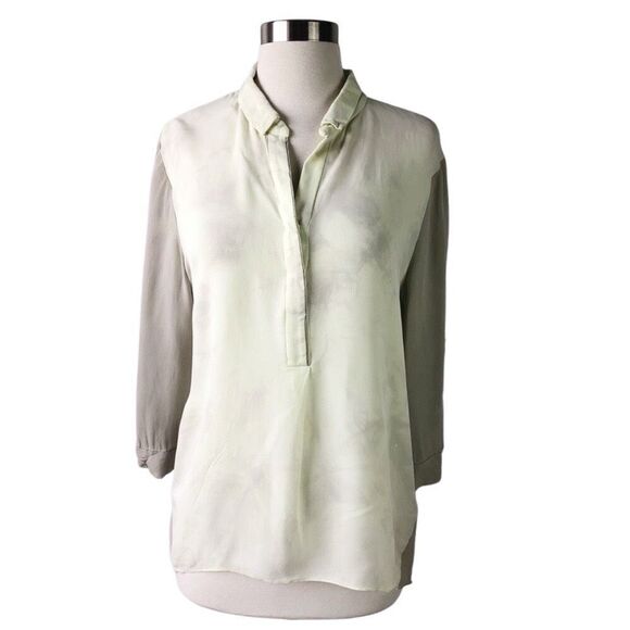 Elie Tahari Tie Dye Tab Sleeve 100% Silk Blouse Top Women Size Small Casual - Picture 1 of 9